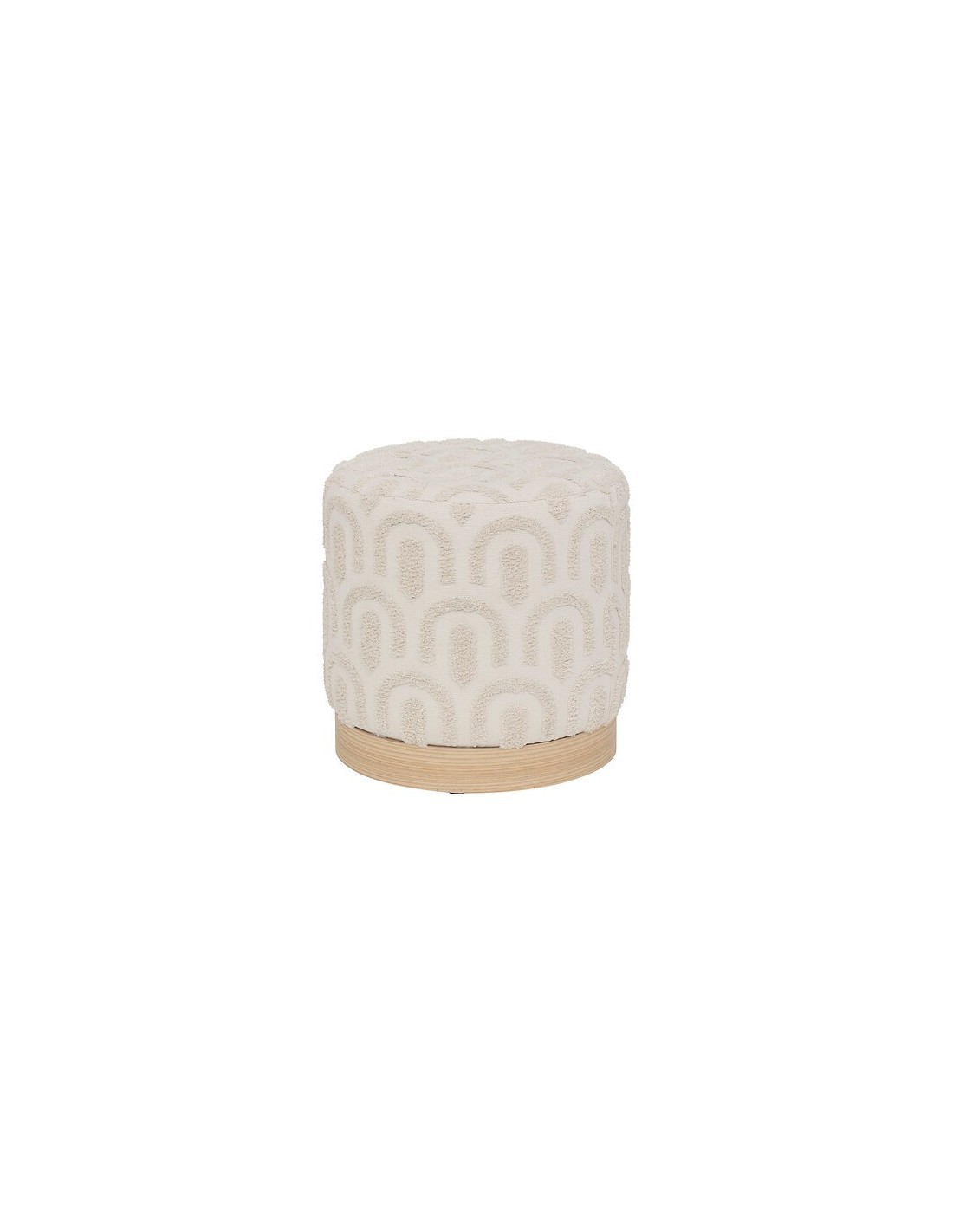 Pouf, Copas, Diametro 38 cm, Tufté, Bianco, MDF E1, Pino