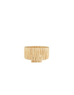 Lampada da tavolo, Orane, rafia beige, 34 cm altezza, base in ghisa, design naturale, Yucatan Collection