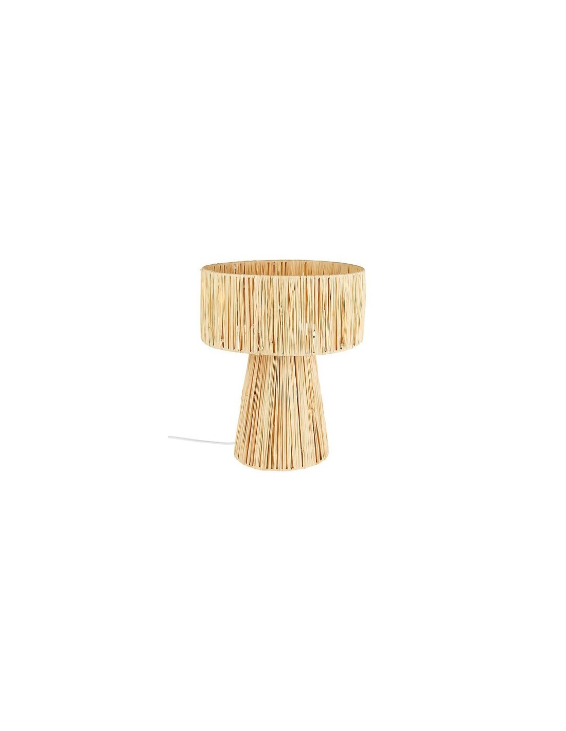 Lampada da tavolo, Orane, rafia beige, 34 cm altezza, base in ghisa, design naturale, Yucatan Collection