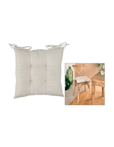 Cuscino per sedia Clem, 38 x 38 cm, poliestere beige lino, altezza 5 cm