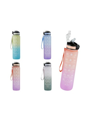 Bottiglia sportiva 1 L con cannuccia – PETG, colori assortiti
