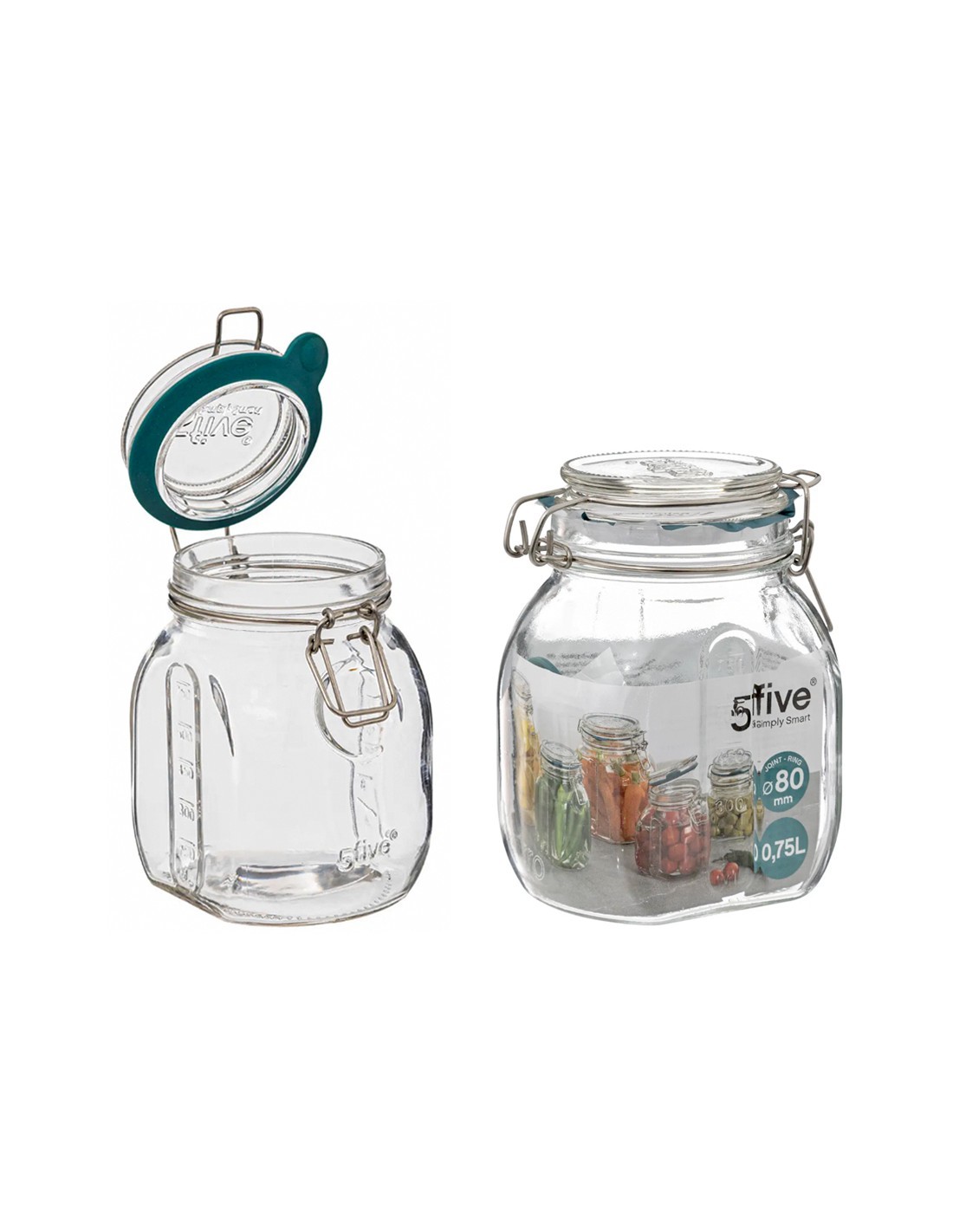 five vaso di vetro Jarro trasparente 0,75 L, adatto microonde75LT