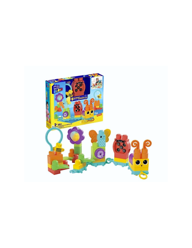 MEGA BLOKS HKN42, SAFARI SCUOTI E SUONA, 15 PEZZI, ANIMALI MONTABILI, GIOCATTOLO SENSORIALE +1 ANNO