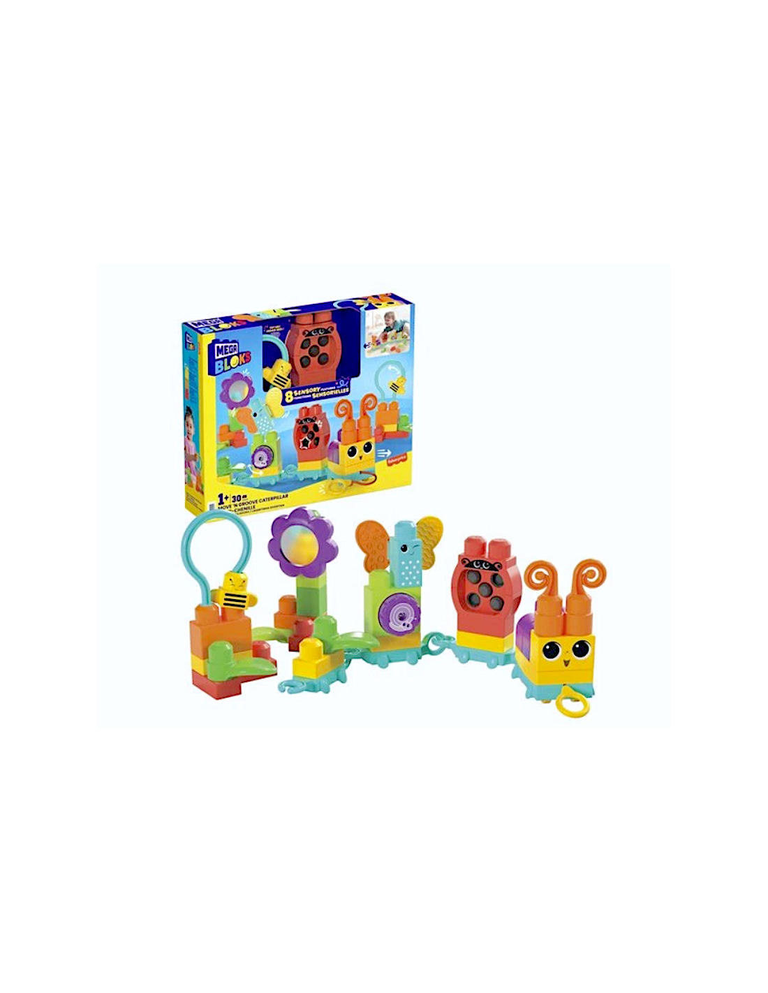 MEGA BLOKS HKN42, SAFARI SCUOTI E SUONA, 15 PEZZI, ANIMALI MONTABILI, GIOCATTOLO SENSORIALE +1 ANNO