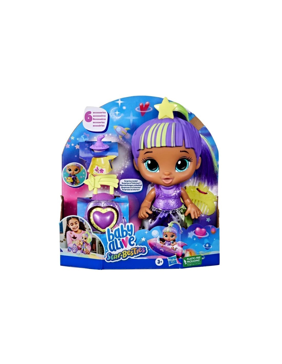 BABY ALIVE STAR BESTIES LUNA BAMBOLA SPAZIALE 25CM CON ACCESSORI F7360