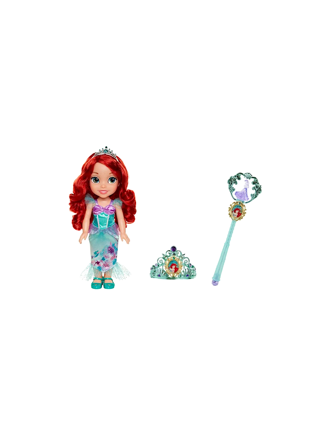 PRINCESS 21338 ARIEL, BAMBOLA CON ACCESSORI, GIOCATTOLO DISNEY, BAMBINA 3+, CAPELLI ROSSI, CODA SIRENA