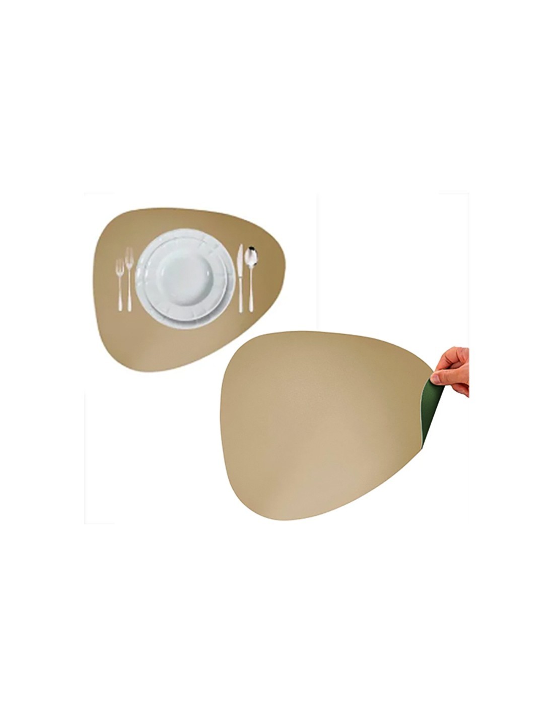 TOVAGLIETTA 956315 SIMILPELLE VERDE/TORTORA 45X37CM