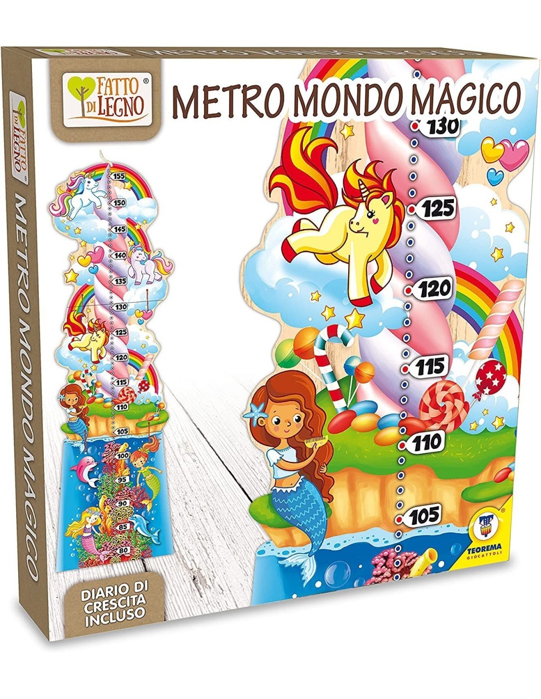 METRO FANTASY 80 CM PIEGHEVOLE- FATTO DI LEGNO -DECORAZIONE CON ANIMALI
