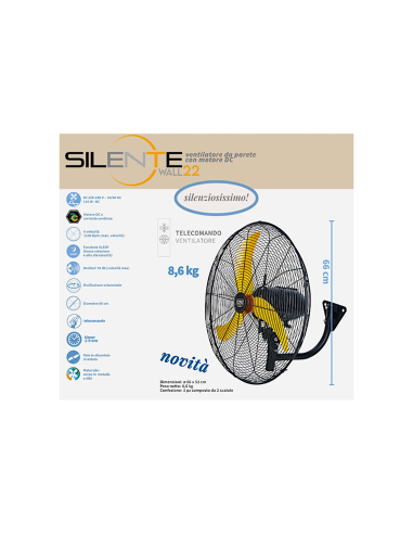VENTILATORE A PARETE SILENTE WALL 26 DIAM.66CM