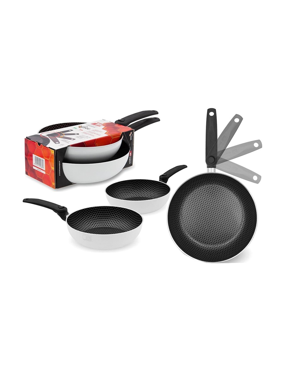 Bis padelle per induzione 24 e 28 cm con manico pieghevole AM Bee