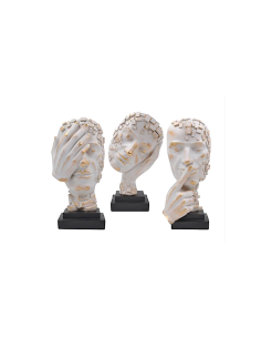 FIGURA VOLTO H35CM RESINA BIANCO/ORO