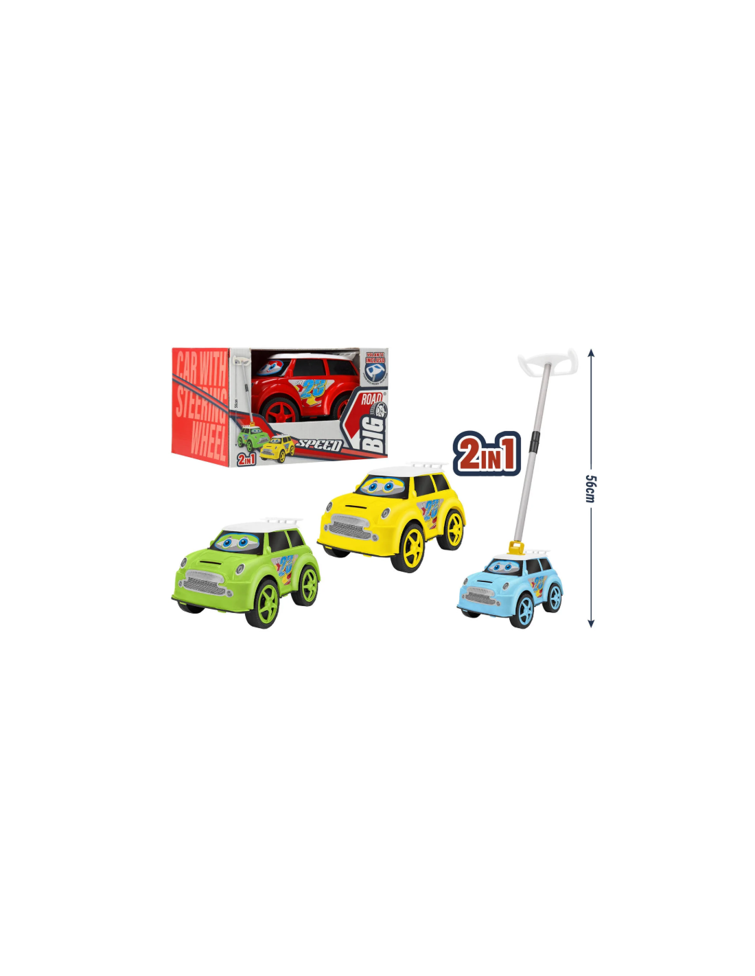 AUTO 2IN1 CON VOLANTE LUNGA 22CM ASSORTITO 42247