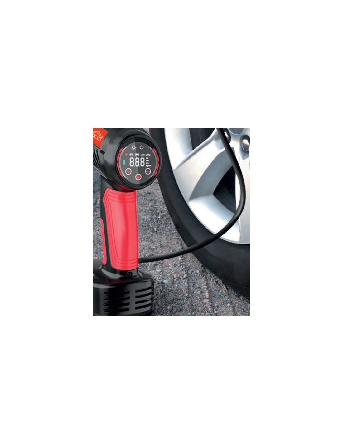 Aspirapolvere e compressore 4 in 1, batteria 7.4V 2500mAh, manometro LED, luce LED, 5 modalità gonfiaggio, 210x90x260 mm