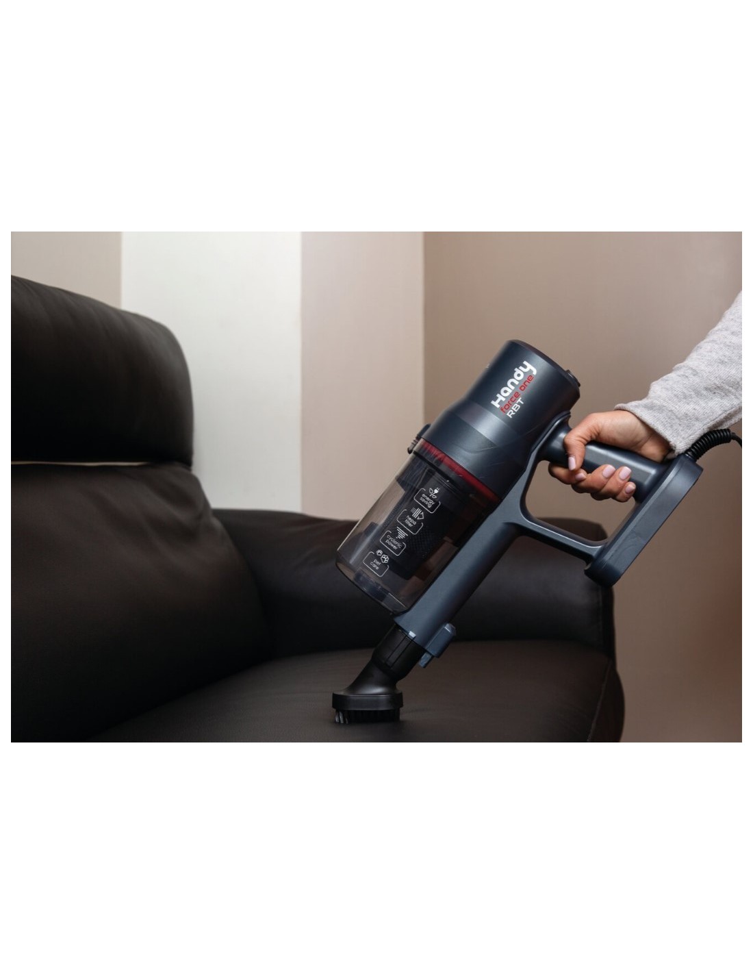 Handy Force One RBT, scopa elettrica con filo, aspirabriciole, 0,5L, filtro HEPA, tecnologia ciclonica, spazzola motorizzata