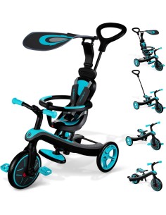GLOBBER EXPLORER TRIKE 4IN1, TRICICLO E BALANCE BIKE, TUTTO IN UNO, PER BAMBINI DA 10 MESI A 5 ANNI, VERDE ACQUA
