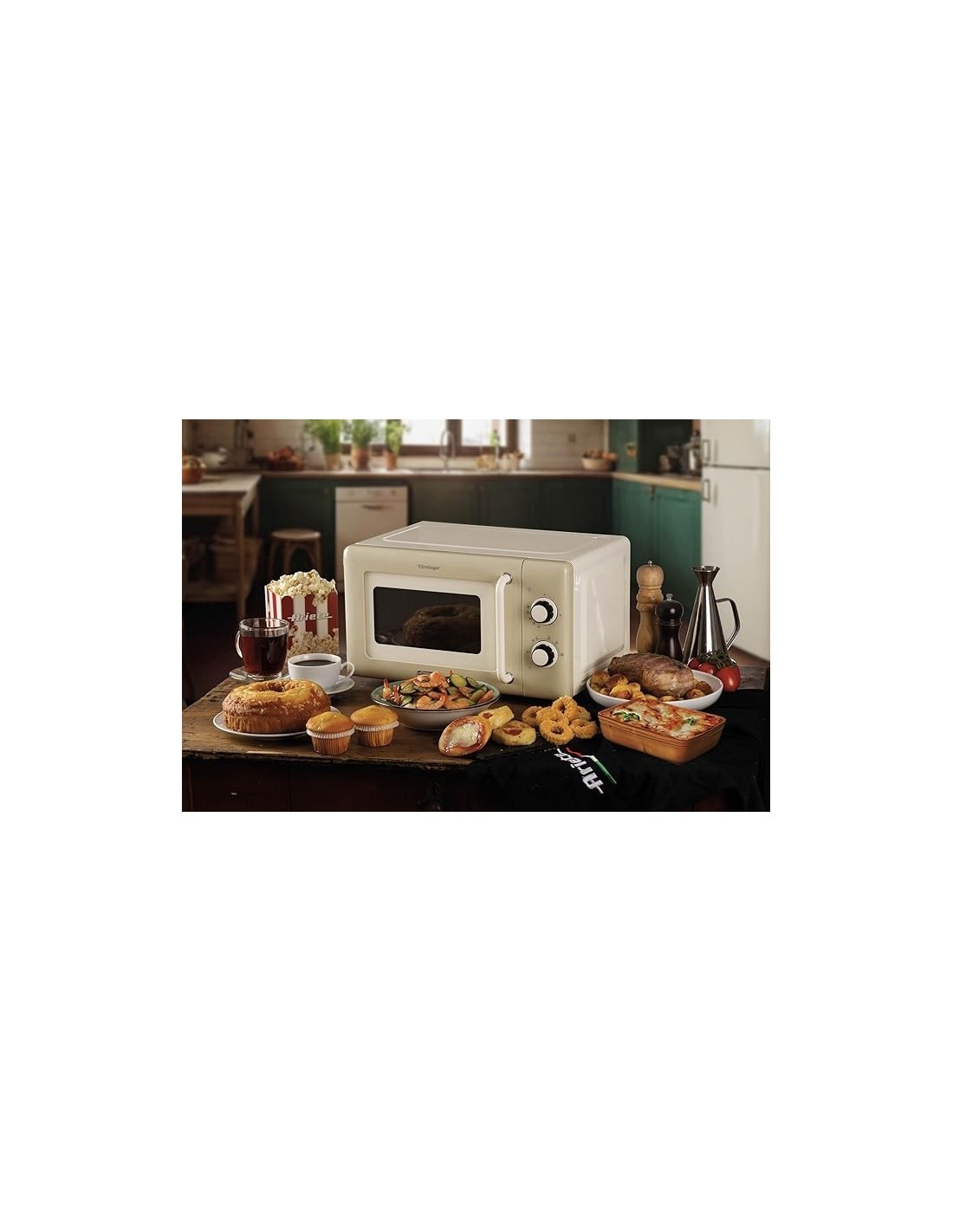 Ariete 3960 Forno a Microonde Vintage, 800W, 20 Litri, 6 Livelli, Timer 30 Min, Beige