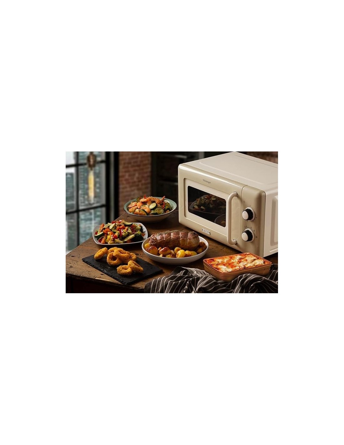 Ariete 3960 Forno a Microonde Vintage, 800W, 20 Litri, 6 Livelli, Timer 30 Min, Beige