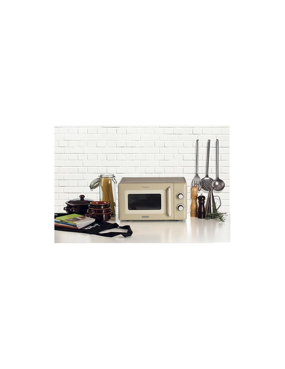 Ariete 3960 Forno a Microonde Vintage, 800W, 20 Litri, 6 Livelli, Timer 30 Min, Beige