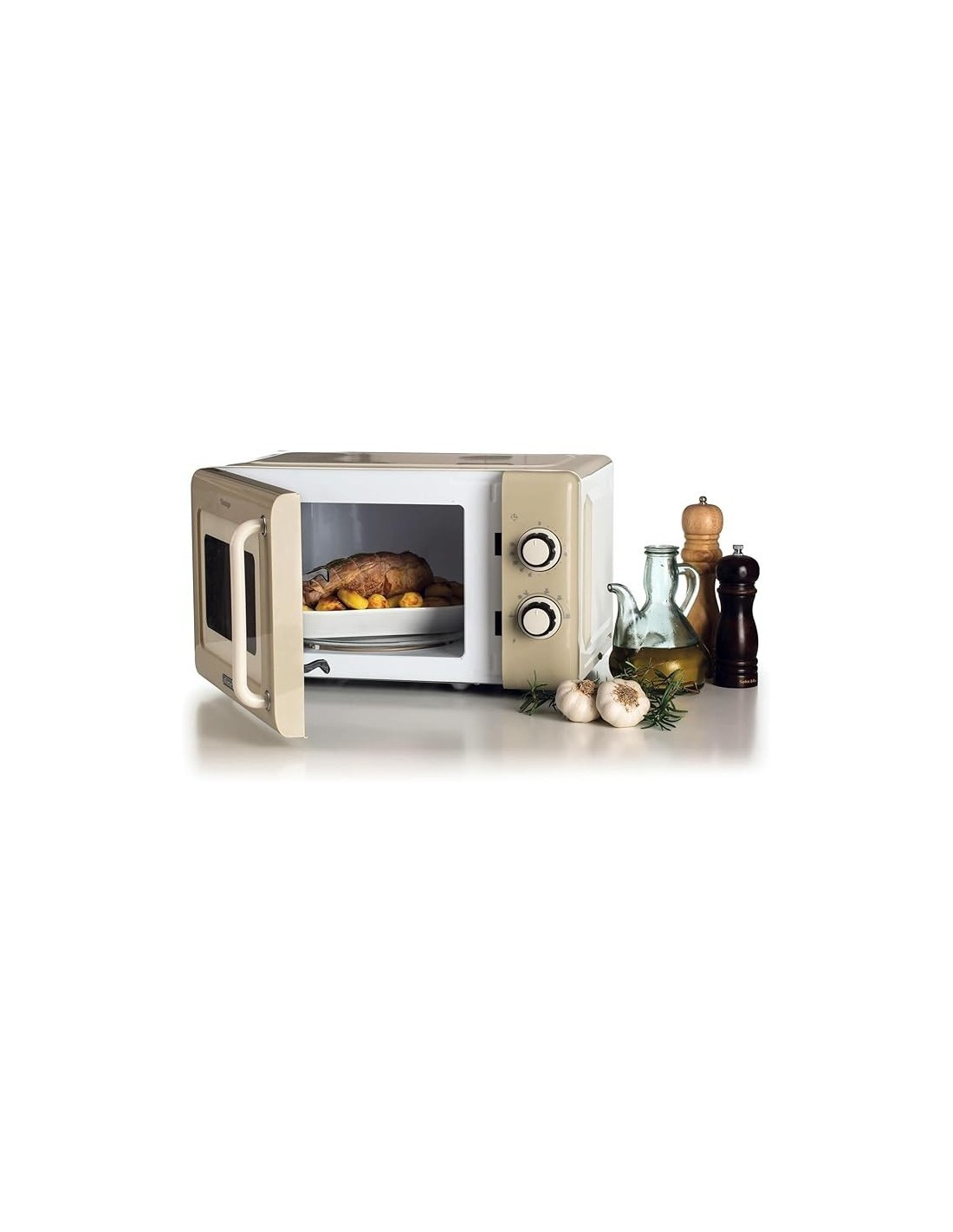 Ariete 3960 Forno a Microonde Vintage, 800W, 20 Litri, 6 Livelli, Timer 30 Min, Beige
