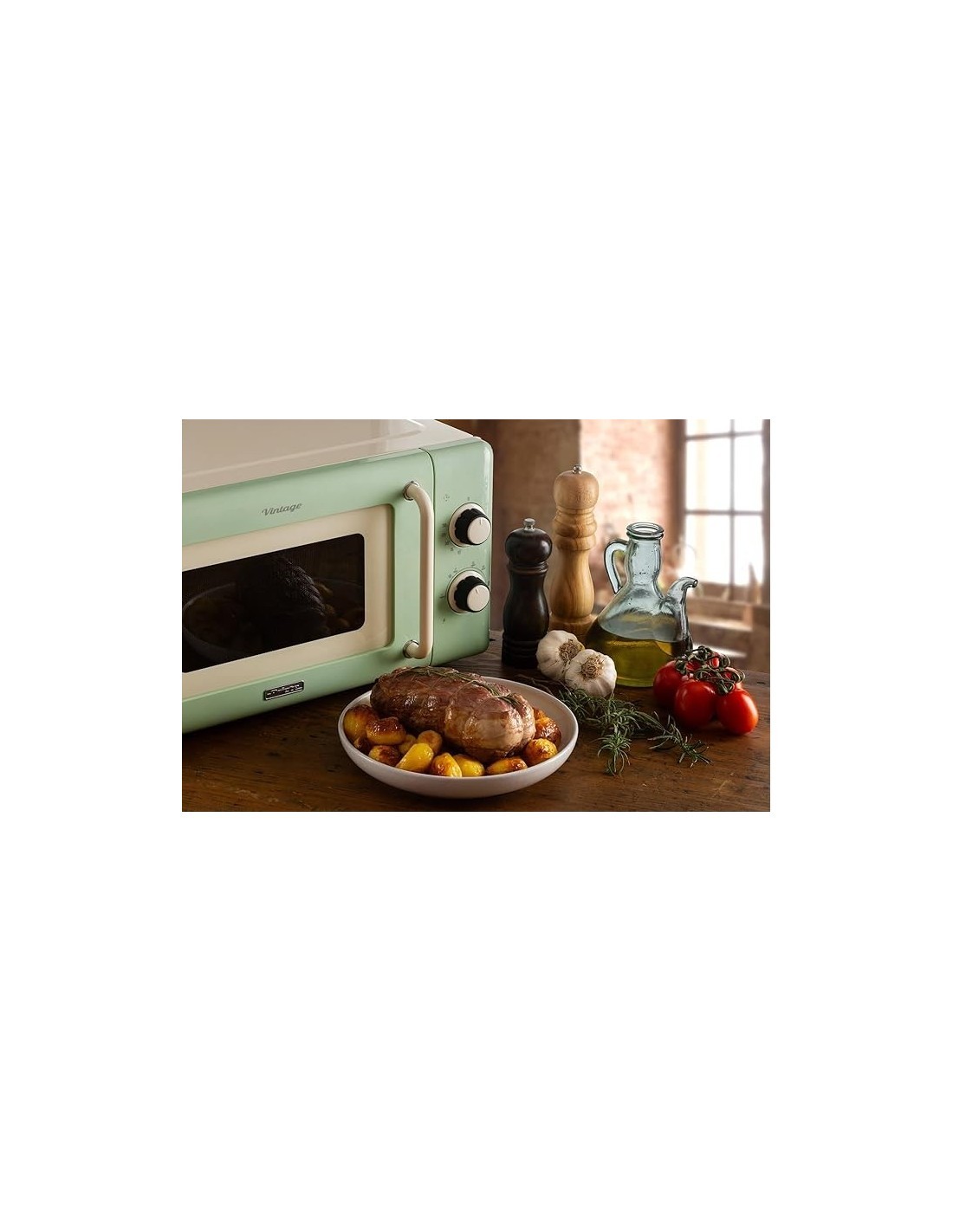 Ariete 3960 Forno a Microonde Vintage, 800W, 20 Litri, 6 Livelli, Timer 30 Min, Verde