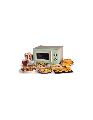 Ariete 3960 Forno a Microonde Vintage, 800W, 20 Litri, 6 Livelli, Timer 30 Min, Verde