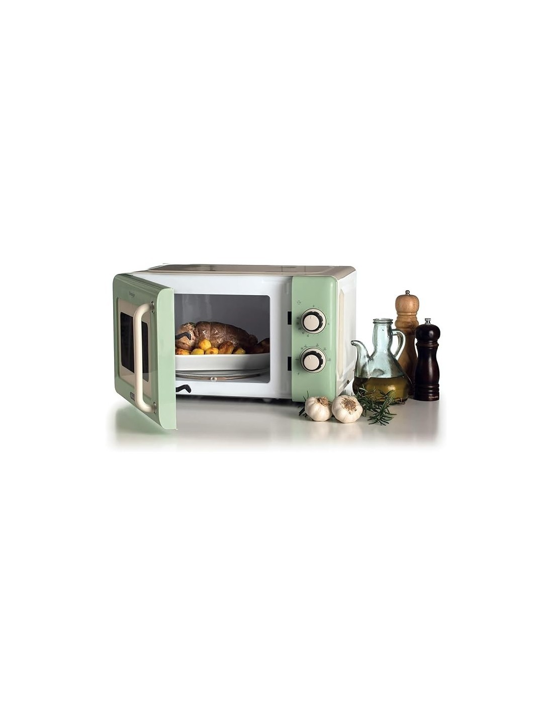Ariete 3960 Forno a Microonde Vintage, 800W, 20 Litri, 6 Livelli, Timer 30 Min, Verde