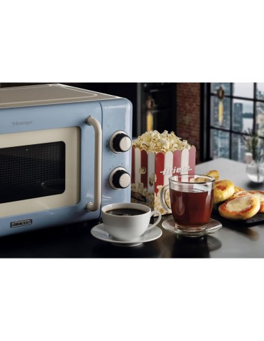 Ariete 3960 Forno a Microonde Vintage, 800W, 20 Litri, 6 Livelli, Timer 30 Min, Celeste