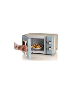 Ariete 3960 Forno a Microonde Vintage, 800W, 20 Litri, 6 Livelli, Timer 30 Min, Celeste