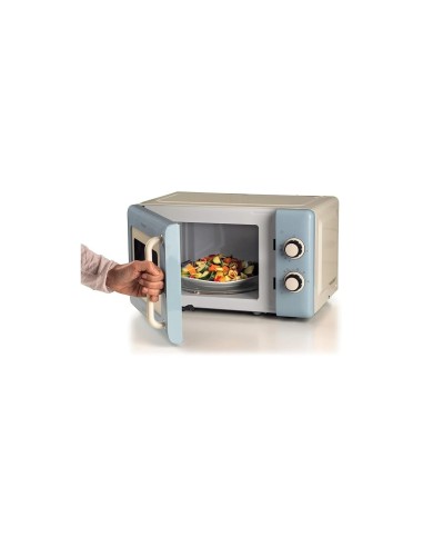 Ariete 3960 Forno a Microonde Vintage, 800W, 20 Litri, 6 Livelli, Timer 30 Min, Celeste