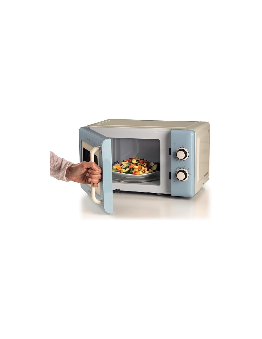 Ariete 3960 Forno a Microonde Vintage, 800W, 20 Litri, 6 Livelli, Timer 30 Min, Celeste