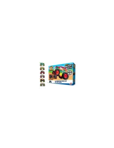 HOTWHEELS HTW17552 MONSTER TRUCK KIT MOTORIZZATO AUTO DA COSTRUIRE, GIOCATTOLO BAMBINI, PULL-BACK, RUOTE GOMMA, +5 ANNI