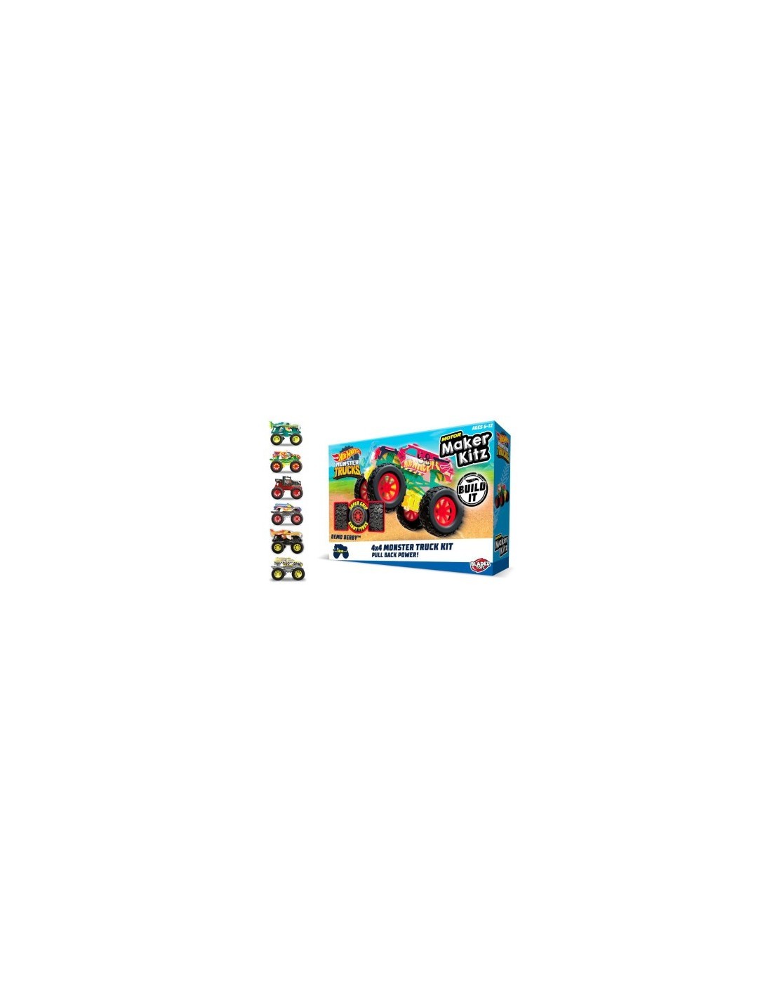 HOTWHEELS HTW17552 MONSTER TRUCK KIT MOTORIZZATO AUTO DA COSTRUIRE, GIOCATTOLO BAMBINI, PULL-BACK, RUOTE GOMMA, +5 ANNI