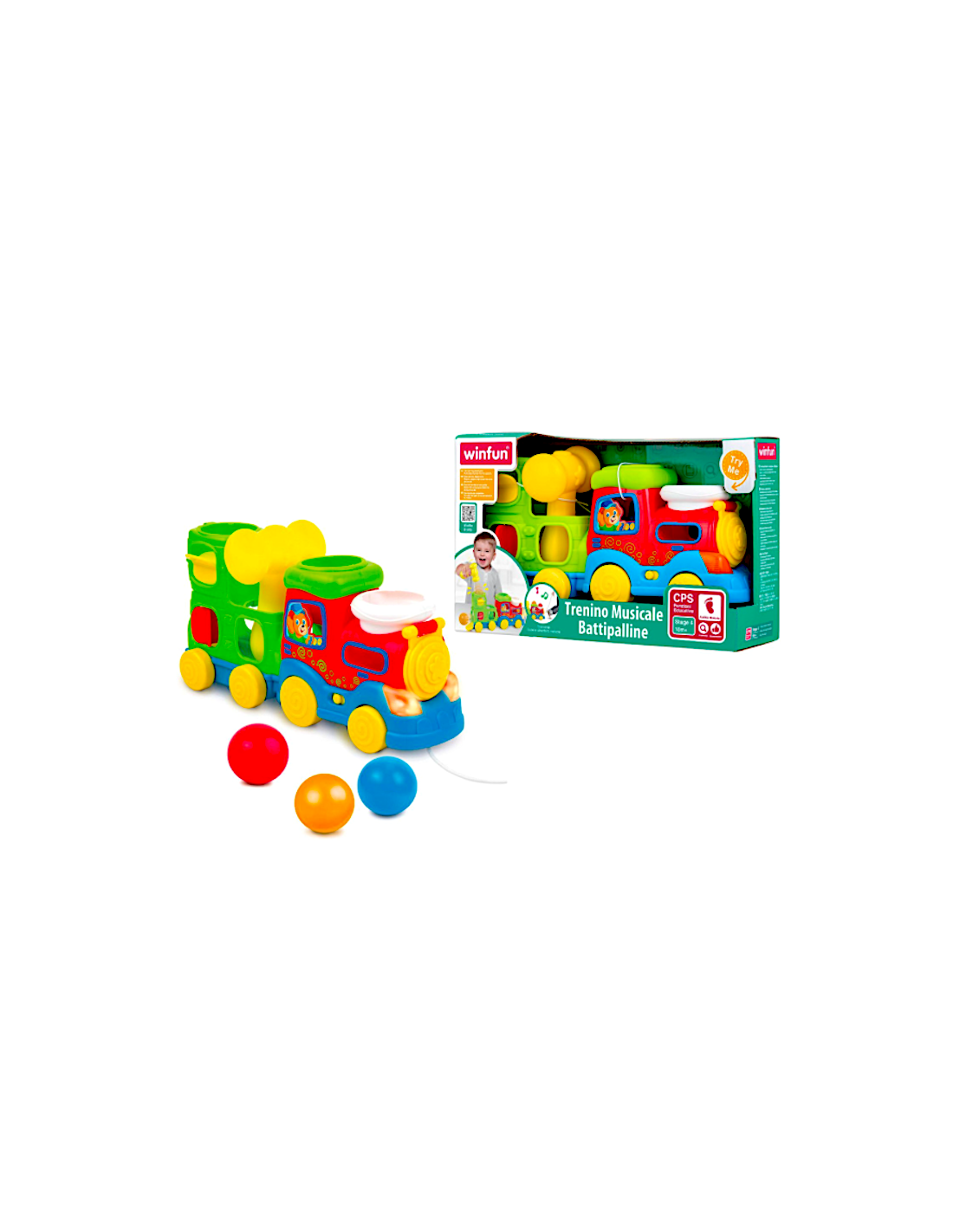 TRENINO MUSICALE BATTI PALLINE WINFUN WFN000780, LUCI E SUONI PER INFANZIA
