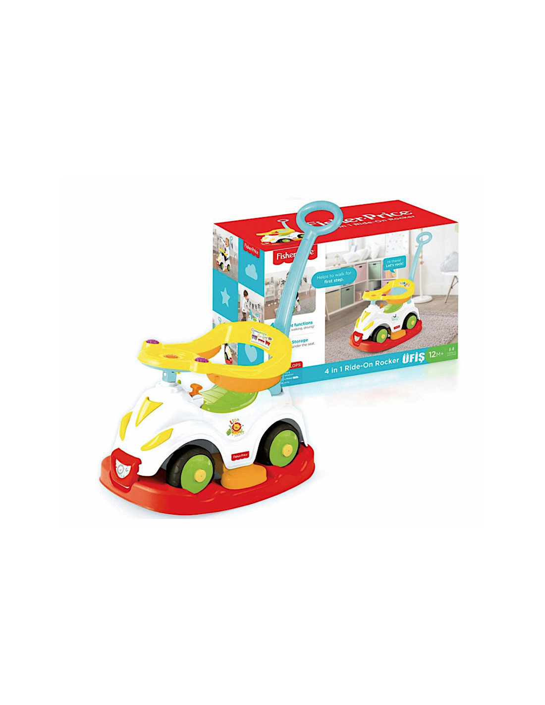 PRIMIPASSI 4IN1 CON ASTA FP FPR1812 DONDOLO, PRIMI PASSI, SPINTA, GIOCO BAMBINI, +12 MESI, EDUCATIVO, STABILE