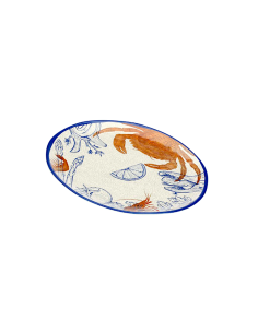 Vassoio Rotondo, Ocean Life, Rose & Tulipani, Melamina, 42 cm, Blu e Arancione