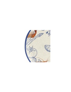 Vassoio Rotondo, Ocean Life, Rose & Tulipani, Melamina, 42 cm, Blu e Arancione