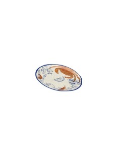 Vassoio Rotondo, Ocean Life, Rose & Tulipani, Melamina, 42 cm, Blu e Arancione