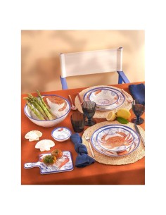 Insalatiera, Ocean Life, 28 cm, Rose&Tulipani, melamina, blu arancione, stile marino, tavola mediterranea