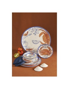 Insalatiera, Ocean Life, 28 cm, Rose&Tulipani, melamina, blu arancione, stile marino, tavola mediterranea