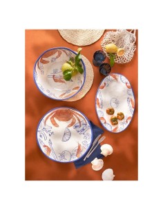 Insalatiera, Ocean Life, 28 cm, Rose&Tulipani, melamina, blu arancione, stile marino, tavola mediterranea