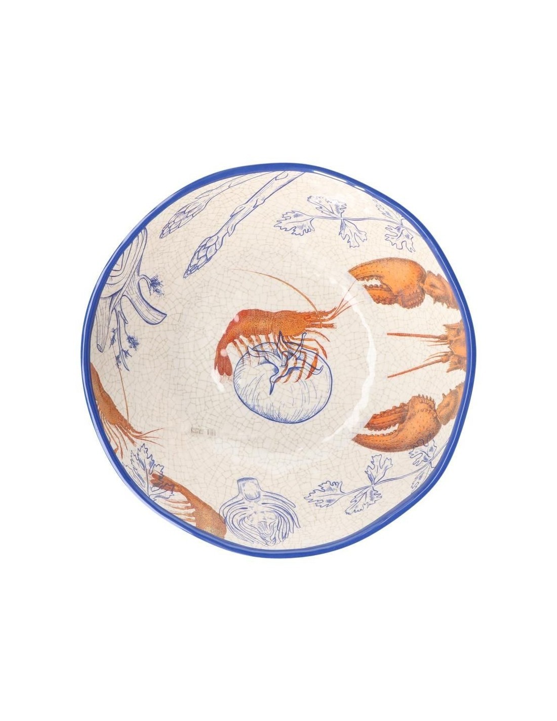 Insalatiera, Ocean Life, 28 cm, Rose&Tulipani, melamina, blu arancione, stile marino, tavola mediterranea