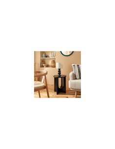 Tavolino da caffè, Bloom, diametro 40 cm, nero, MDF, finitura opaca, stile moderno