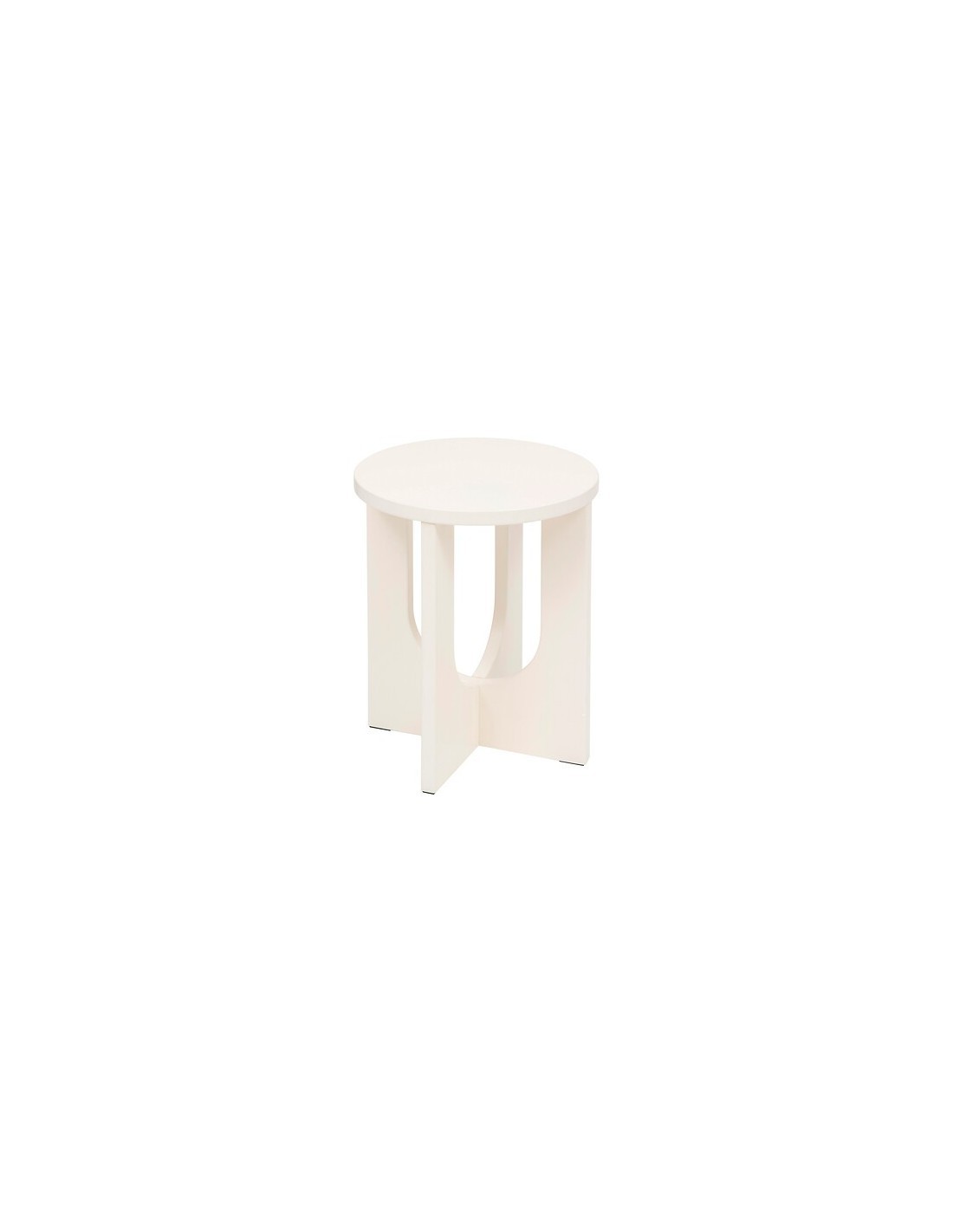 Tavolino da caffè, Bloom, diametro 40 cm, avorio, MDF, finitura opaca