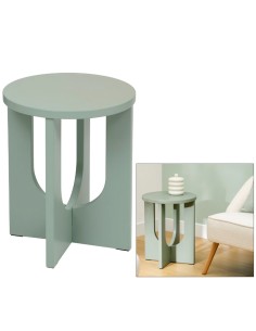 Tavolino da caffè, Bloom, diametro 40 cm, verde di gris, MDF, finitura opaca, stile moderno
