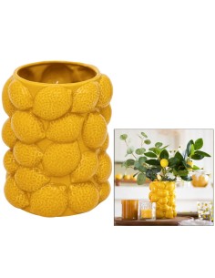 Vaso Citrons, Yucatan, Ceramica Gialla, Alto 18 cm, Diametro 14 cm