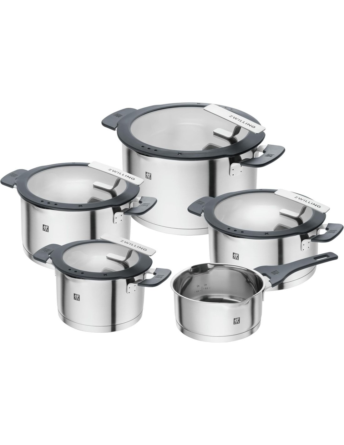 ZWILLING Simplify Set Pentole 5 pezzi in Acciaio 18/10 – Coperchi con Scolapasta