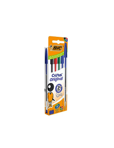 5 PENNE BIC CRISTAL ORIGINAL BLU, NERA, ROSSA, VERDE