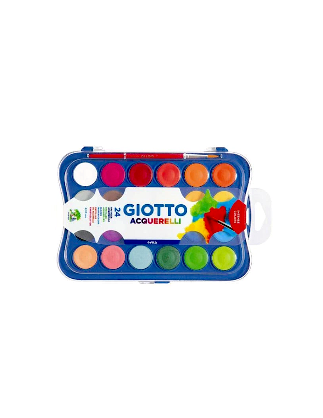 Giotto Acquerelli – 24 Colori Ø 30 mm con Pennello Incluso