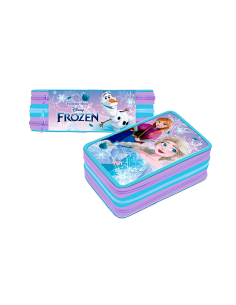 ASTUCCIO FROZEN 3 ZIP PREMIUM COMPLETO DI PENNARELLI GIOTTO E MATITE COLORATE
