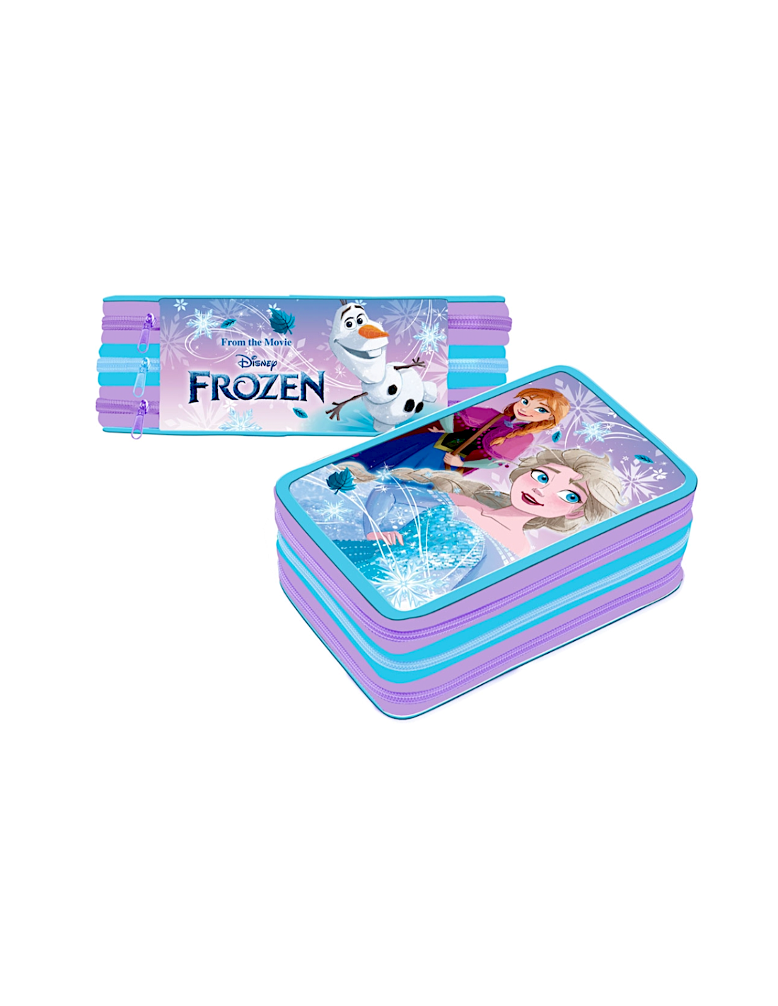 ASTUCCIO FROZEN 3 ZIP PREMIUM COMPLETO DI PENNARELLI GIOTTO E MATITE COLORATE